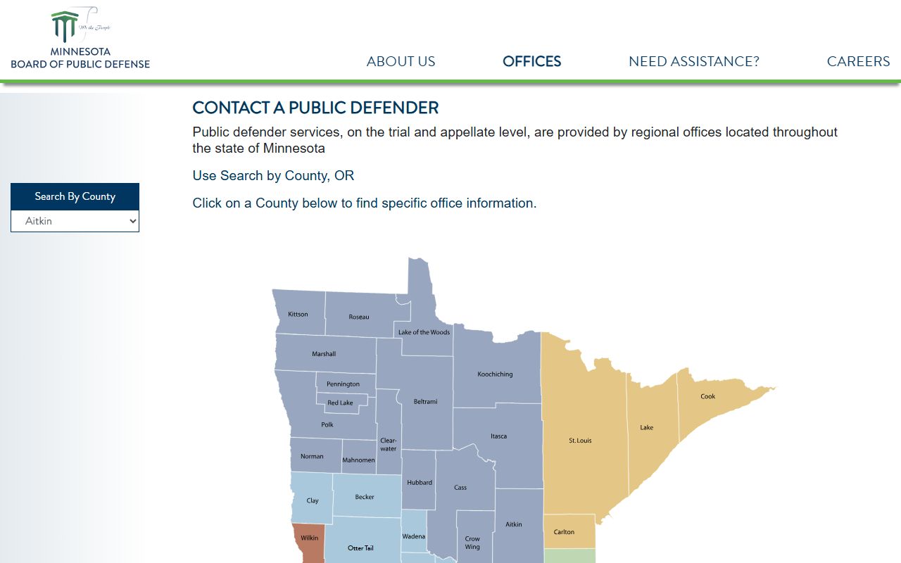 Wilkin County arrest records Minnesota public defender offices page
