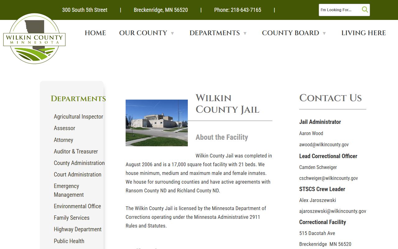 Wilkin County Jail facility page