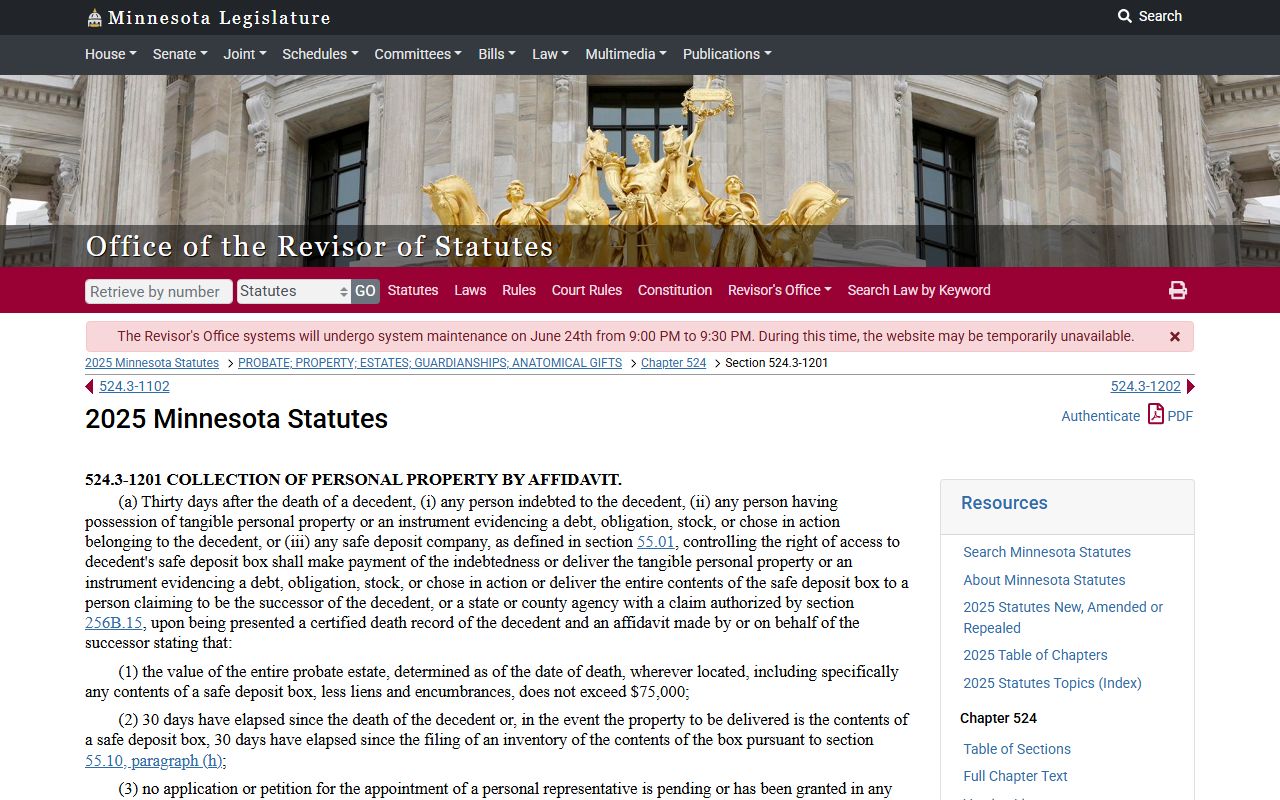 Minnesota small-estate affidavit statute