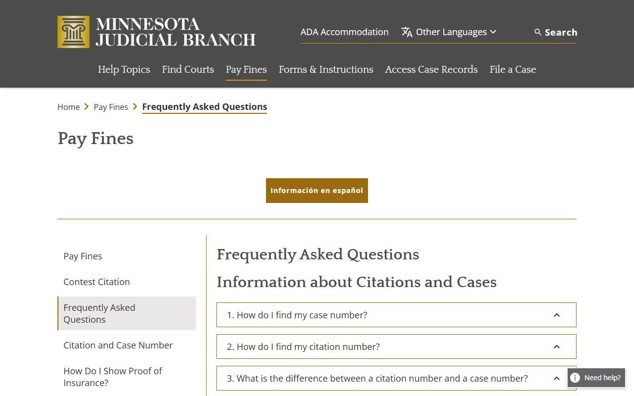 Minnesota fine and citation FAQ